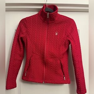 Spyder XS hot pink herringbone knit jacket like new